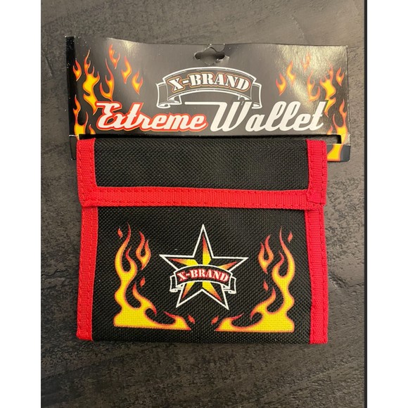 NEW-Mens/Boys Tri Fold Wallet -X-Brand Extreme Wallet -Fire Flames Velcro - Picture 2 of 9